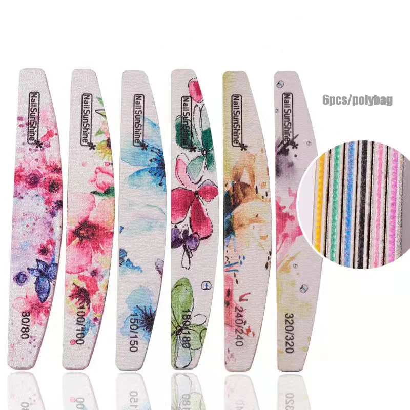 Bview Tools Professional Custom Your Own Logo 80 100 150 180 240 Flower Shaped Nail Files Set For Nail Beauty