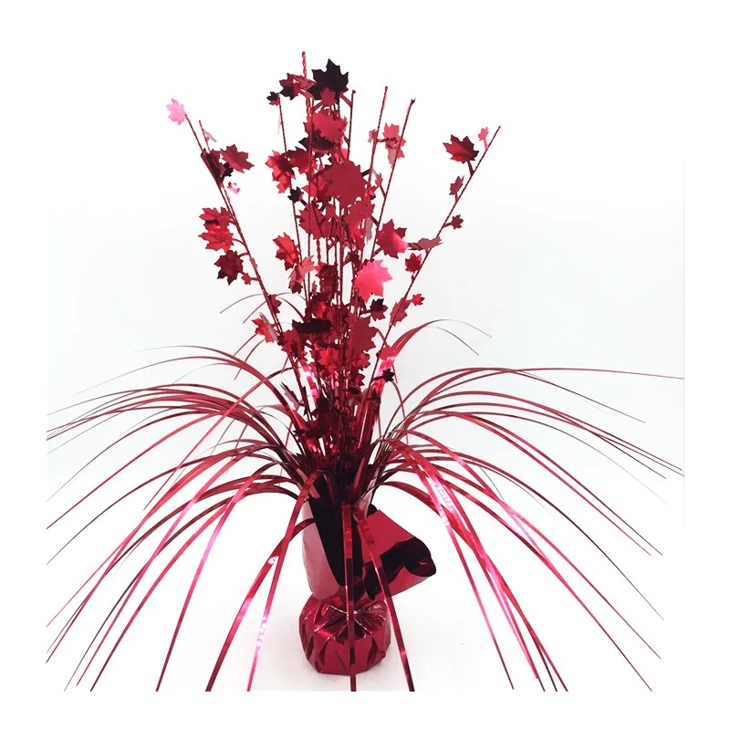 
New Maple Leaf Design Tinsel Balloon Weight Table Centerpiece Tree for Party Decoration 