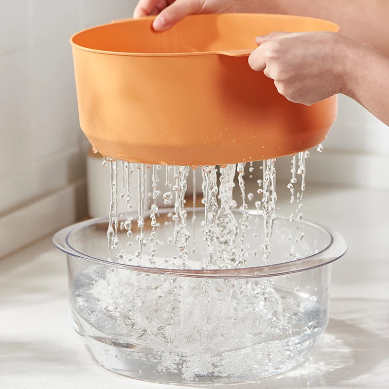 Vegetable drain basket water saving balanced strainer colander kitchen