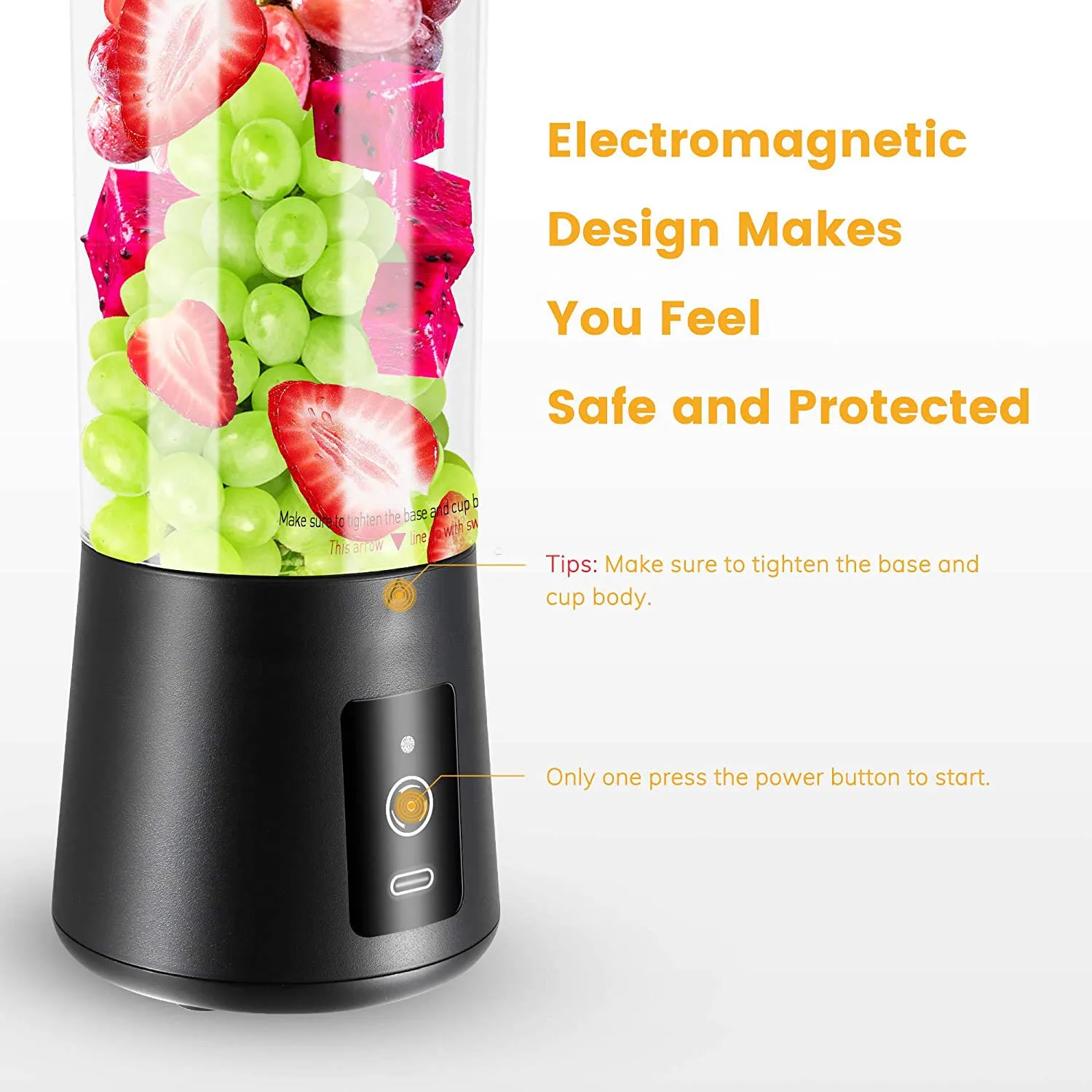 Sleek Design USB Rechargeable Blender for Shakes, Juices and Smoothies Easy to Carry for Travel, Gym Portable Juicer Cup