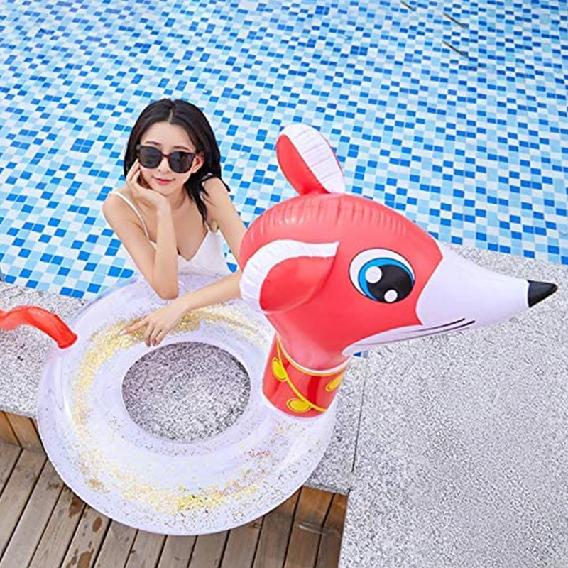 heavy duty PVC inflatable Chinese glitter zodiac rat swimming tube sparkle mouse beach swim ring pool floaitng