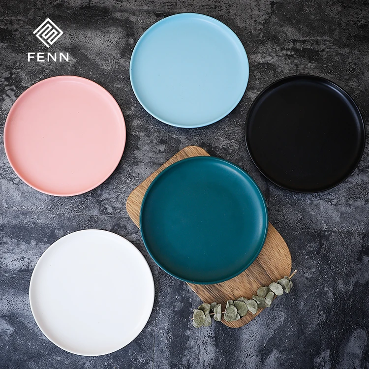 Porcelain Direct Factory Cheap Couple Plate Set Matt Color Custom Ceramic Dinner Plate For Restaurant Hotel Used