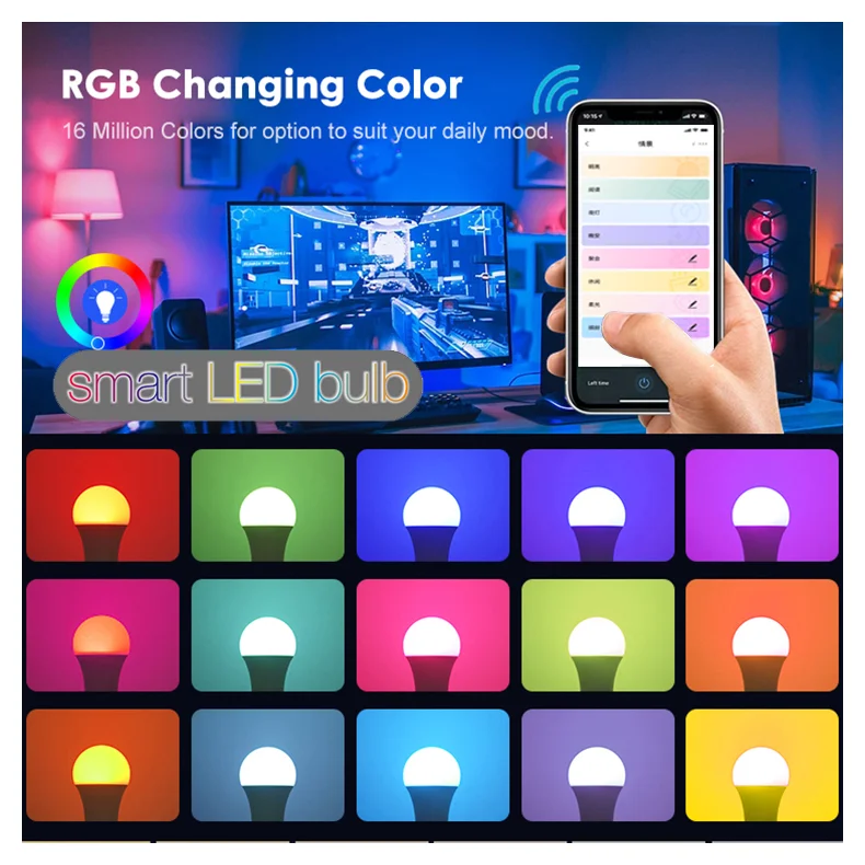 Glomarket Matter Protocol Smart Lighting E27 Led Bulb Smart Home Lights Wireless App Control Adjustable Rgb Smart Light Blub