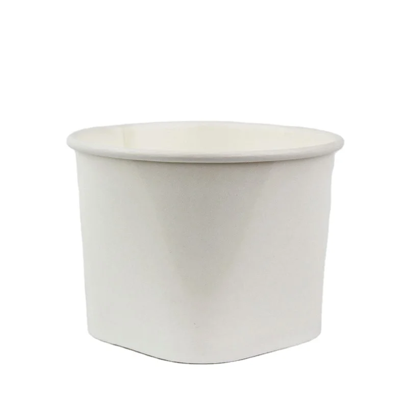 12oz 8oz 16oz Custom Printed Square Paper Cup for ice cream with lid and spoon