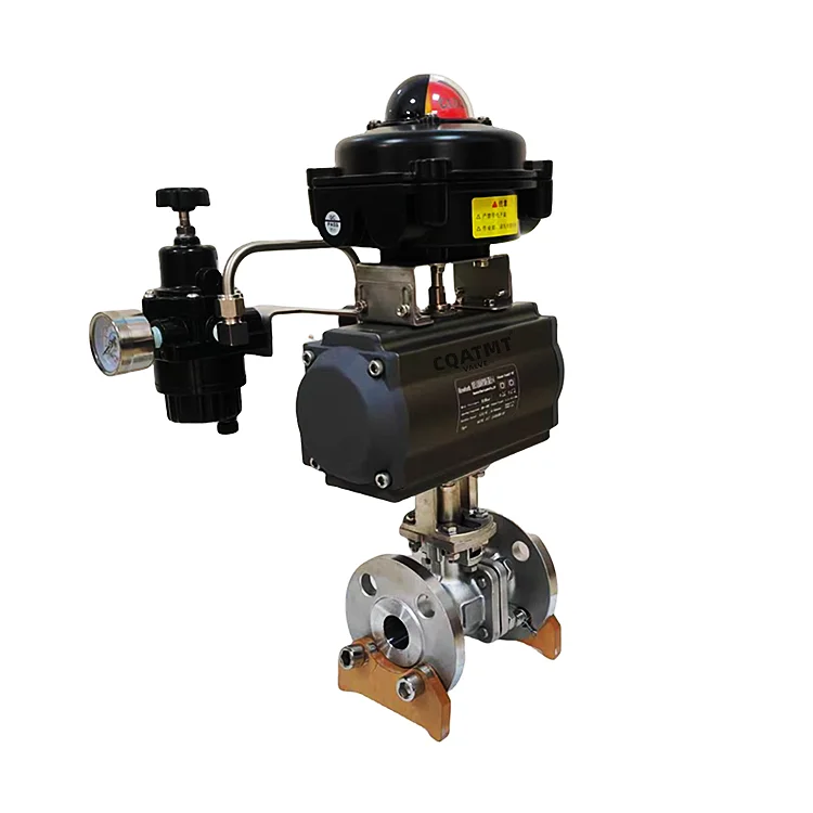 CQATMT Flanged Stainless Steel Pneumatic Ball Valve High Pressure Actuated Ball Valve Flange Stainless Steel Ball Valve