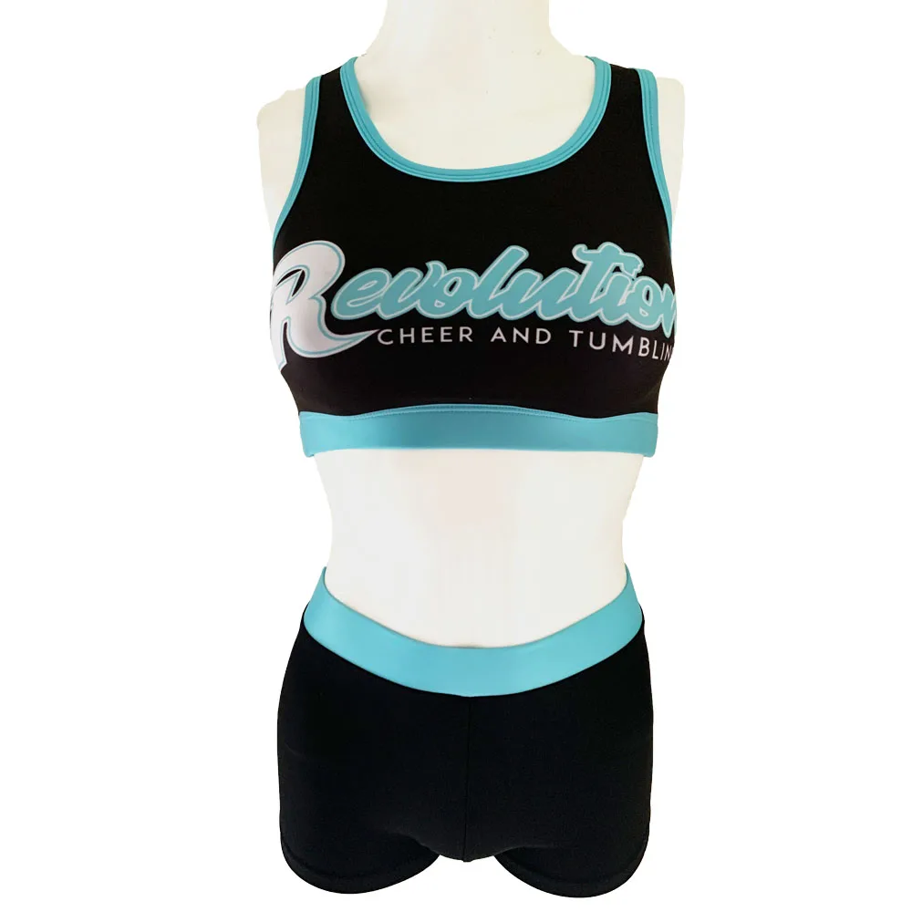 2020 girls cheerleader cheerleading practice wear training sports bra and shorts