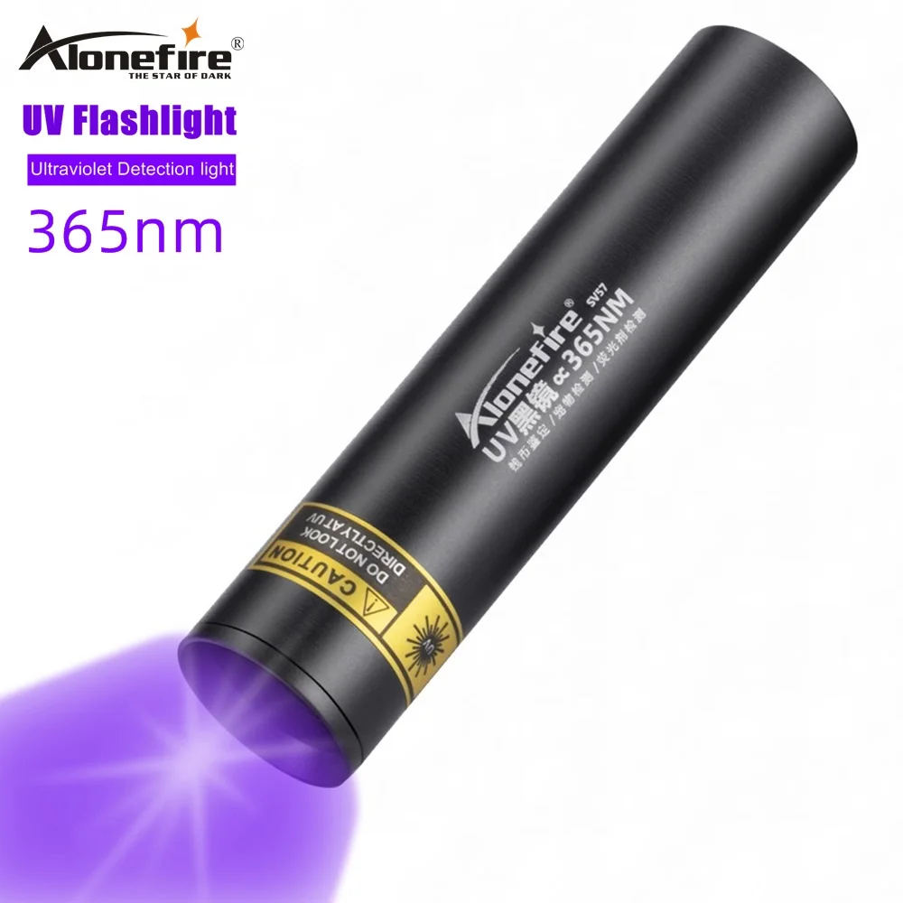 Ультрафиолетовый фонарик Alonefire SV57 3 Вт 365 нм зарядка через USB фонарь для обнаружения животных мочи кошек тинеи денег руды скорпионов