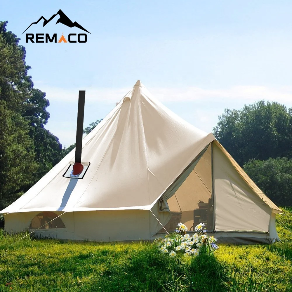 New Style Luxury Glamping Fireproof Outdoor Tents Heavy Duty Tents Custom 100% Cotton Canvas Bell Tent For Events