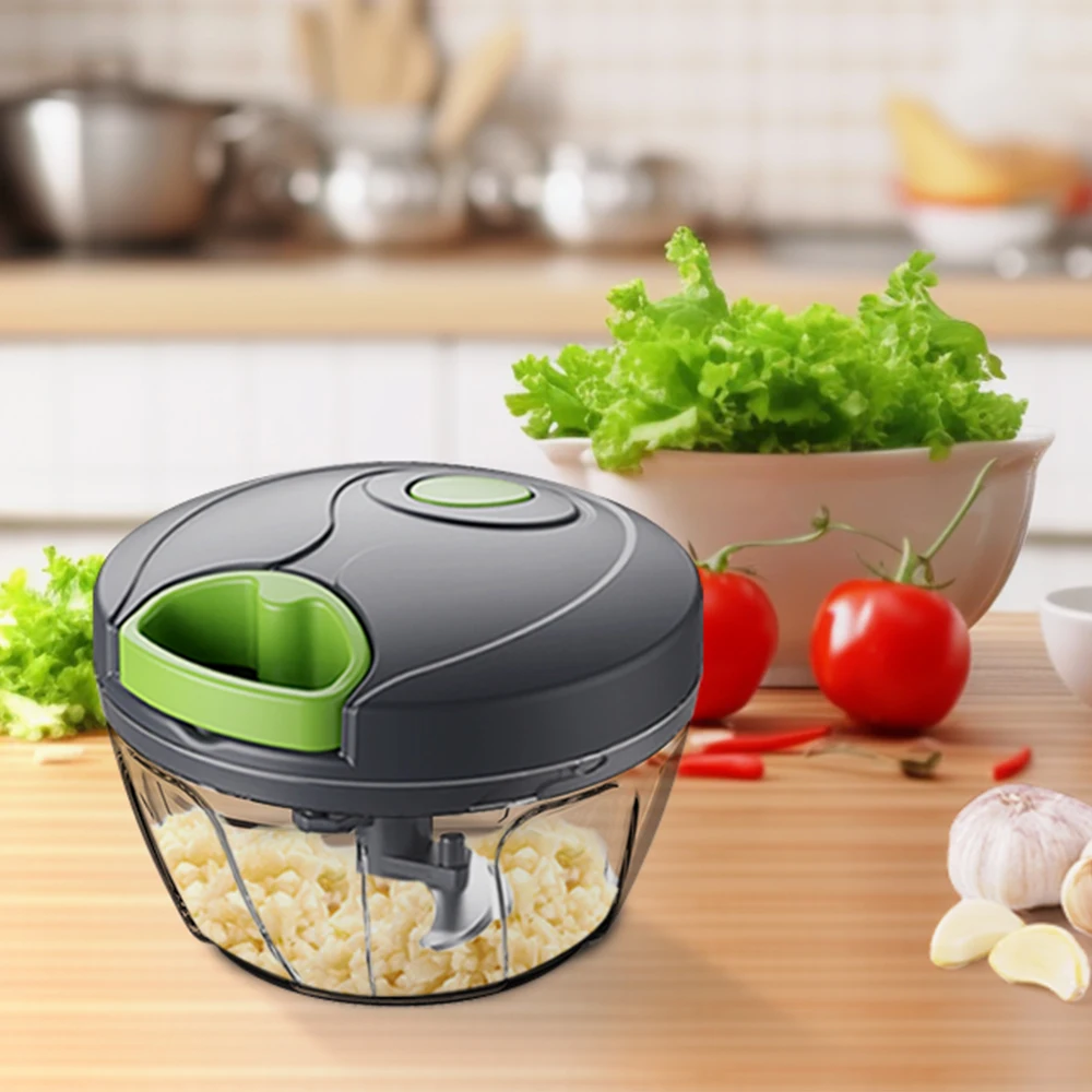 Hot Selling Manual Food Chopper 3 Stainless Steel Blades Mini Hand Pull Cutter Fruit Meat Vegetable Garlic Chopper