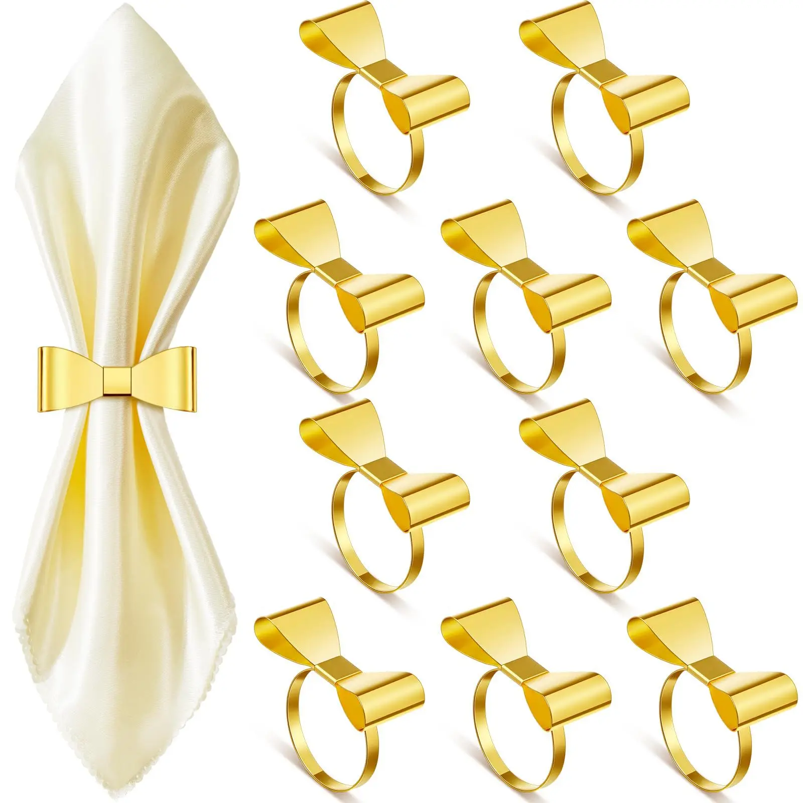 New golden bow napkin buckle festival napkin ring Hotel Western restaurant mouth cloth napkin buckle ring
