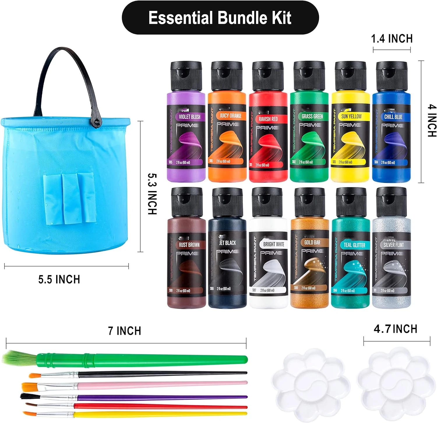 12PCS 2 oz /60ml Each Liquid Poster Non-Toxic Children for Finger Painting Hobby Painters Washable Kids Tempera Paint Set