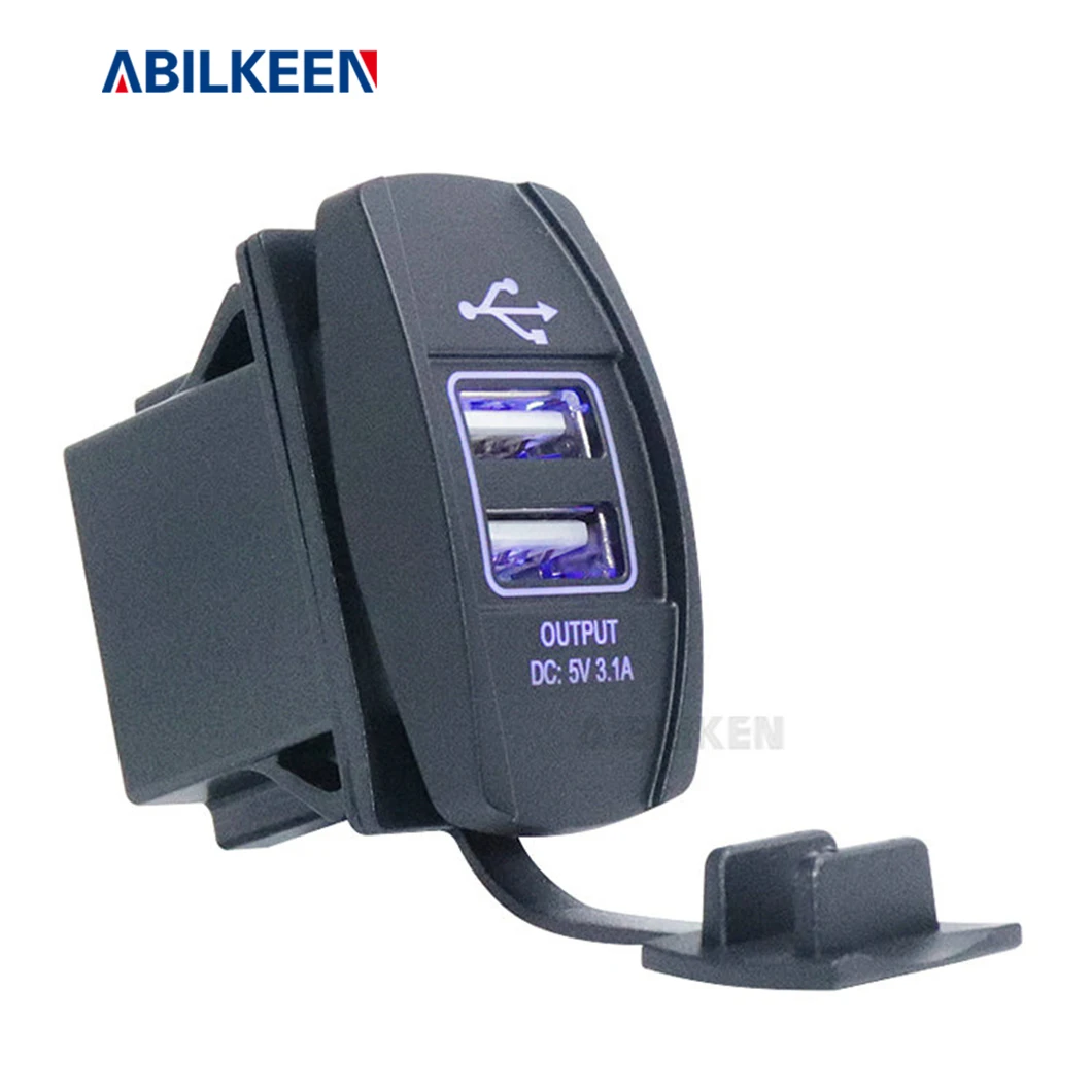 Modified Dual USB Car Charger 3.1A intelligent power socket Dual Port Bus Boat Marine Motorcycle Car Charger 12V USB Socket