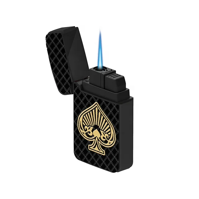 ZENGAZ Jet пламя ветрозащитная Зажигалка для сигар дизайн покера 3D УФ