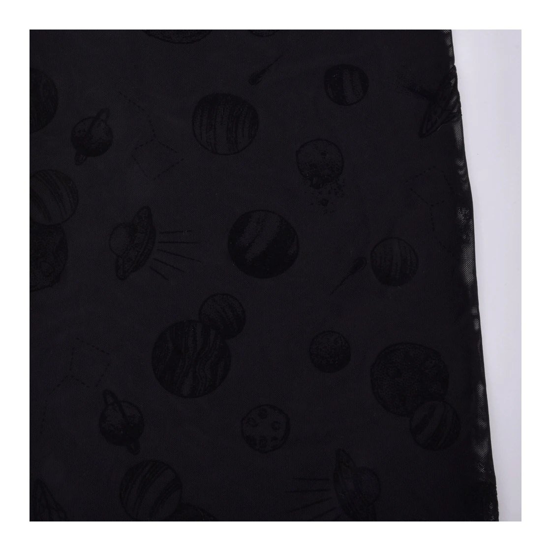 100% nylon high quality with flocking tulle mesh fabric for dress garment