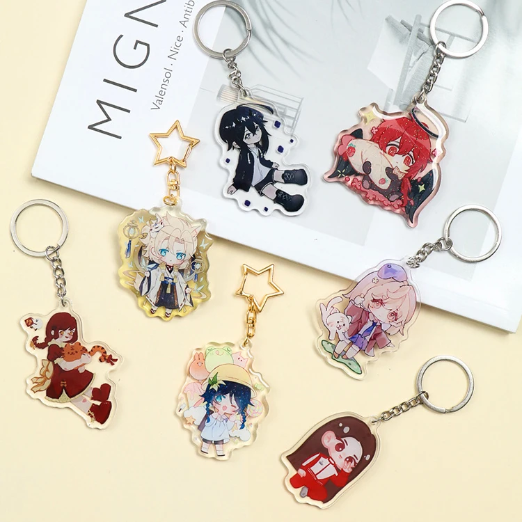 Wholesale Custom Printed Acrylic Charms Cute Anime Plastic Holographic Acrylic Keychain