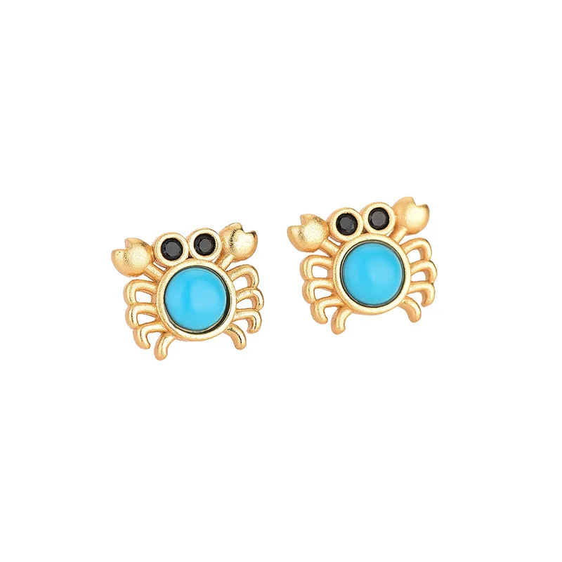 Bulk Western Vintage Fashion 925 Silver Small Scorpion Cute Simulation Boho Turquoise Cute Animal Stud Earrings For Girls