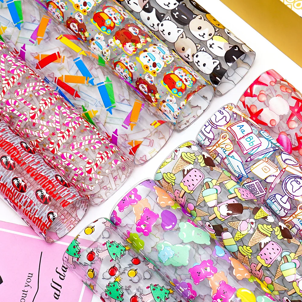 30*120CM Thickness ECO-Friendly New Printed Dessert Star Fish Pattern Transparent Leather Fabric For Bags Shoes