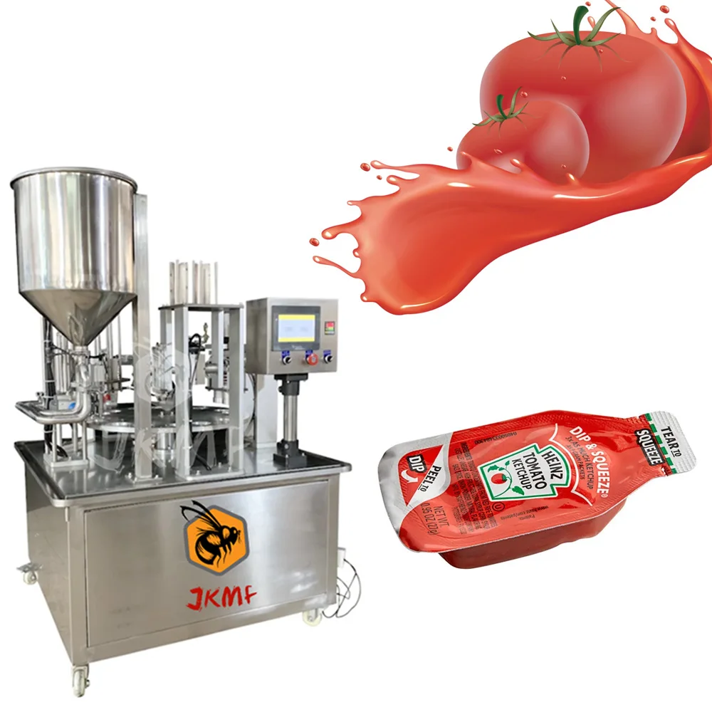 Fully Automatic Ketchup Blister Packaging Machine For Ketchup Into Plastic Contain Ketchup Cup Packing Machine
