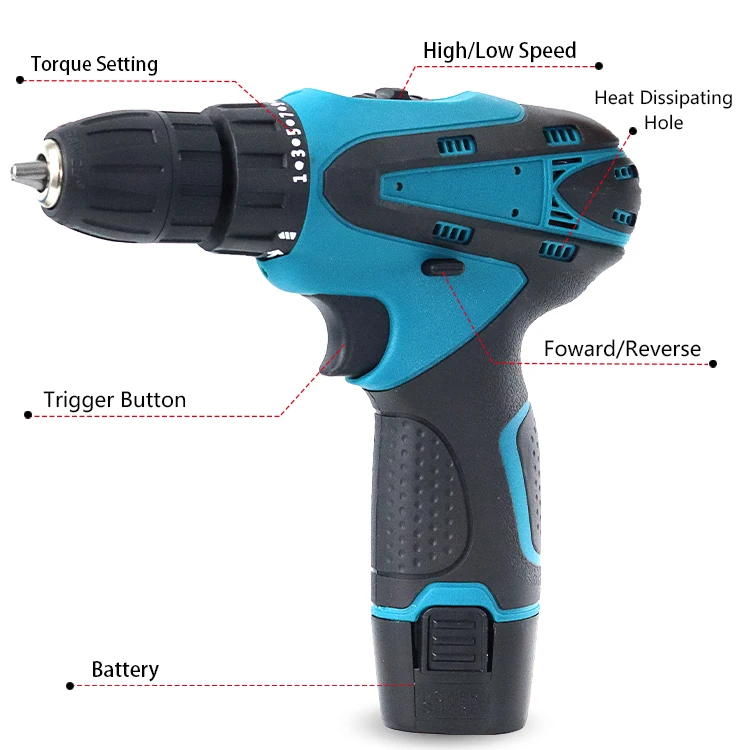 AL62 Electric Tools Mini Screwdriver 12V Lithium Electric Drill Rechargeable Impact Drill Set