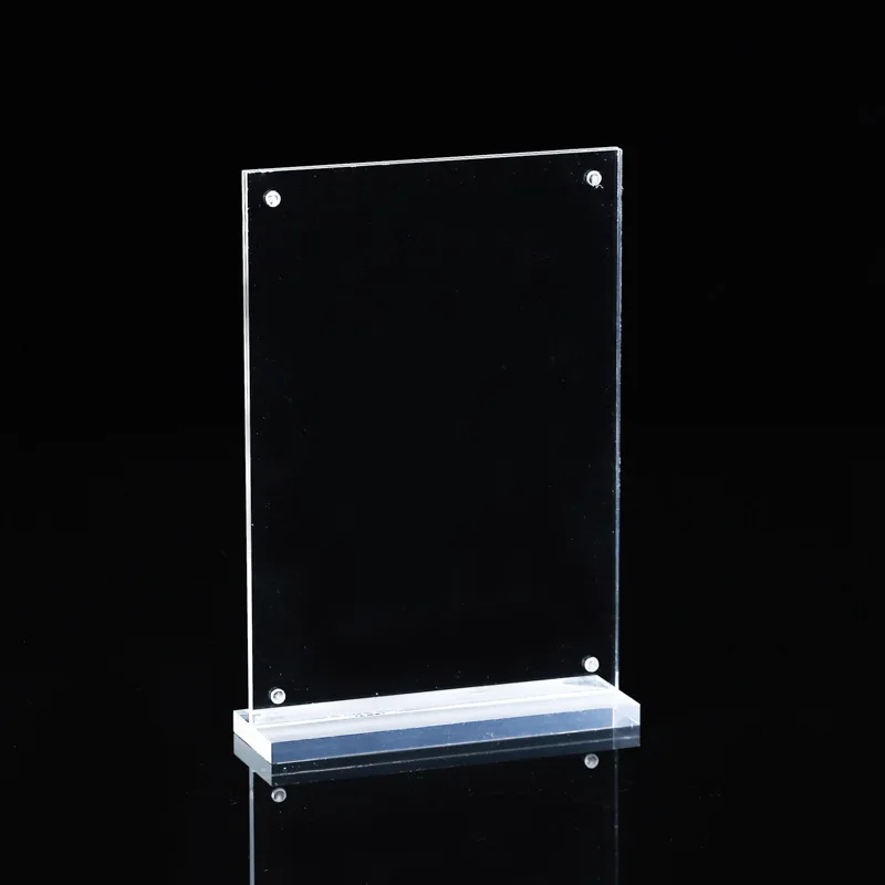 Wholesale Double side acrylic T shape table top display stand A4 size Menu Display clear Advertising Display menu sign holder