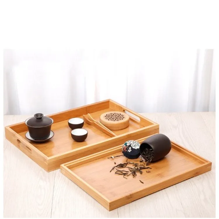 High Quality Home Hotel Mulit Size Custom Food Drink Lobby Bamboo Wooden Service Tray
