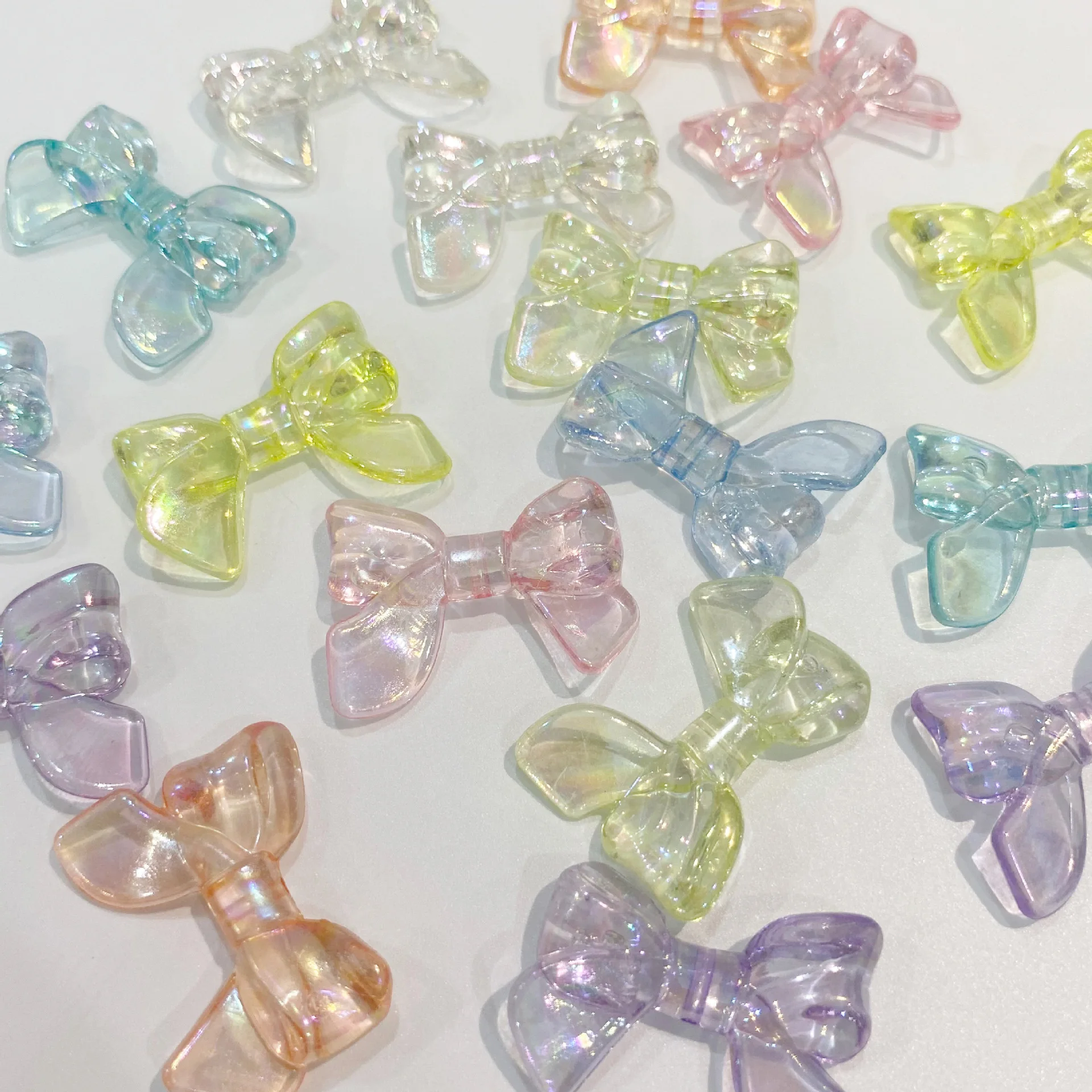JC Crystal Wholesale 24*32mm transparent acrylic bow beads , Hot sales acrylic plastic loose bow beads for jewelry making
