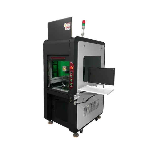 Enclosed Fiber Laser Engraving Machine  2.5D 3D  60W 70W 100W  Fiber Laser Marking Machine For Metal wood  gold silver jewelry
