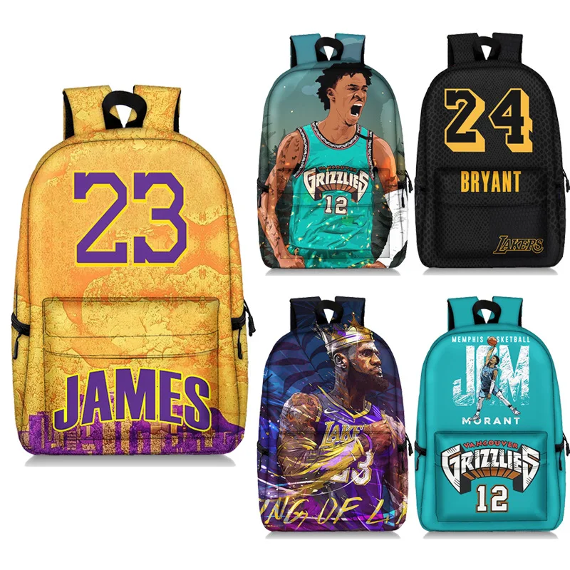 Basketball star printing high school student backpack polyester large capacity youth backpack student school bag can be custom