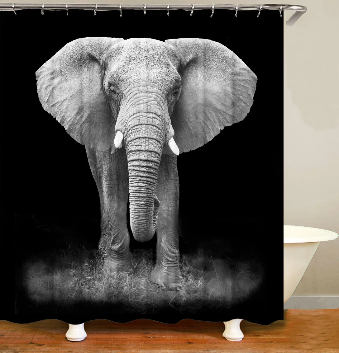 i@home home goods wholesale 100% polyester waterproof shower curtains bathtub animal 3d bathroom