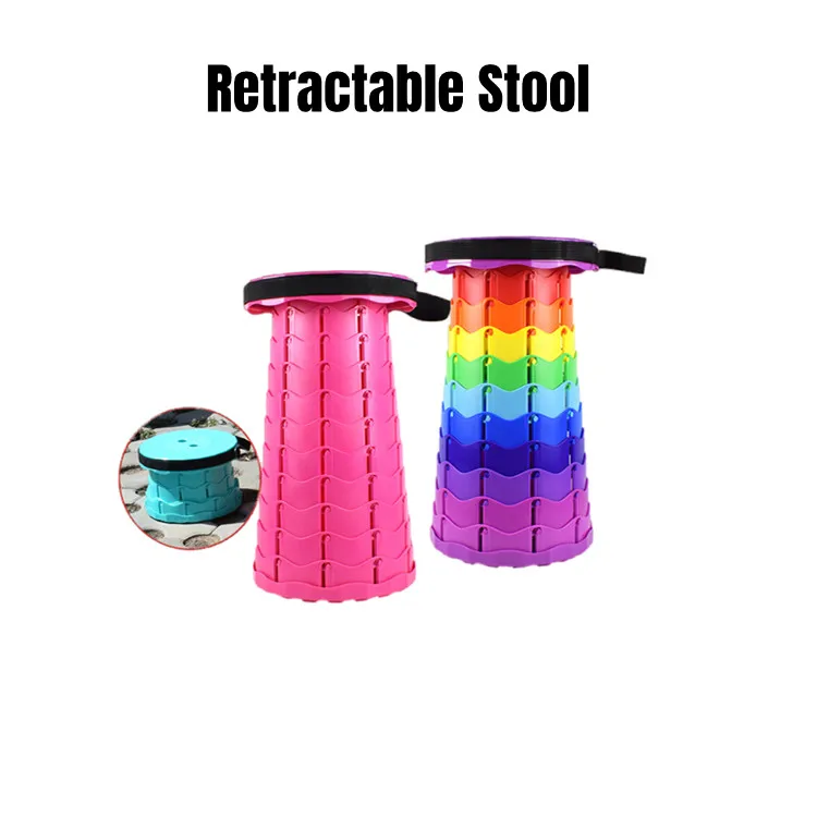 Foldable Plastic Retractable Stool Chair Portable Retractable Stool Shrinkable Camping Fishing Garden Collapsible Folding Stool