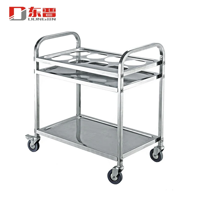 
Factory Stainless Steel Hotel Kitchen Equipment Maid Drink Trolley Cart Bar 