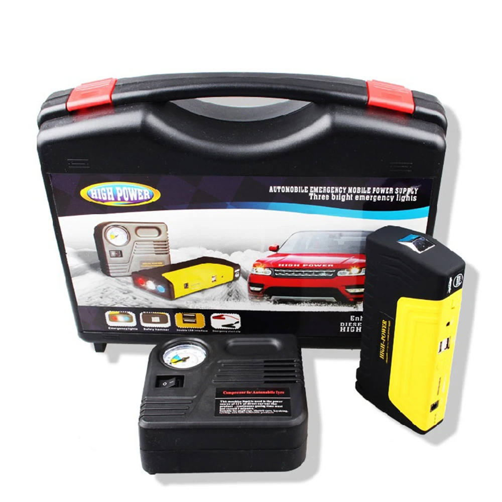 Portable Fast Car Starter Emergency Tool Vehicle 16800MAH Jump Starter 2 in 1 Tyre Compressor Car Jump Starter With Air Pump