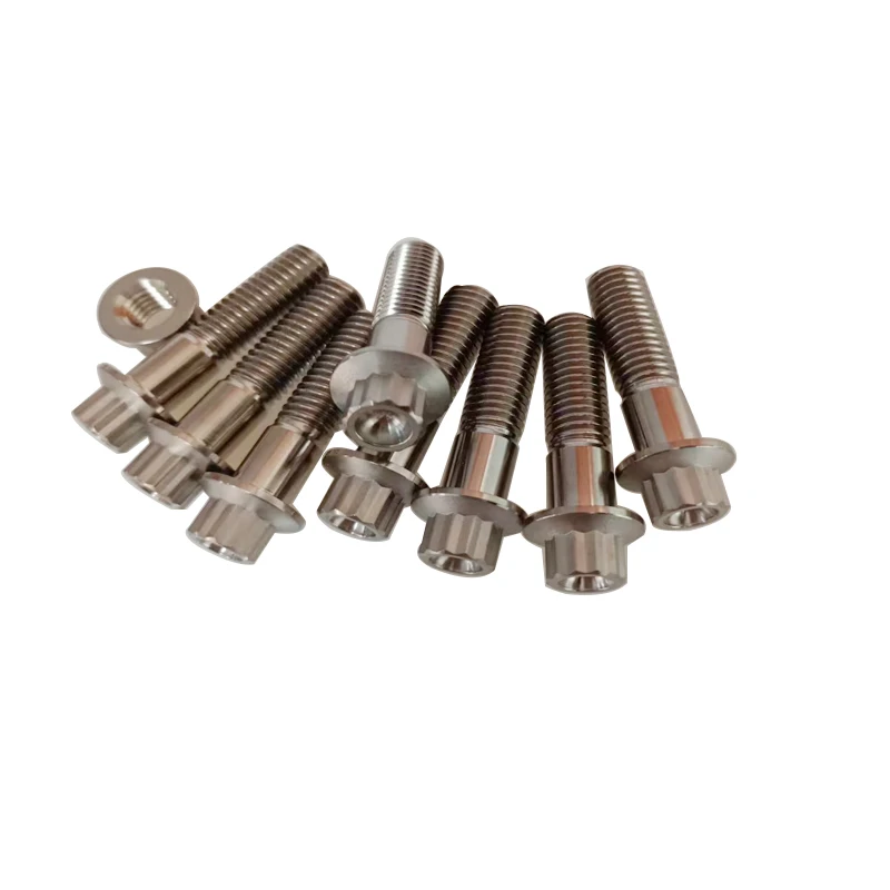 GR5 Titanium Alloy Bolts and Nuts OEM Special Customized Titanium Gr5 TA2 TC4 Anodized 12 Point Flange Nuts