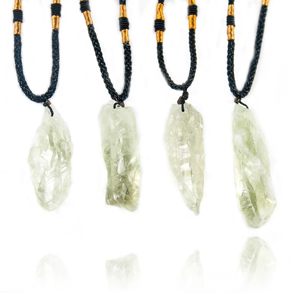 Wholesale natural good luck emerald quartz crystal stone jewelry pendant necklace for lady gift