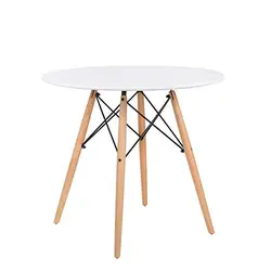 Белый круглый стол из МДФ в скандинавском стиле, круглый обеденный стол с деревянными ножками, кофейный столик из МДФ для кафе