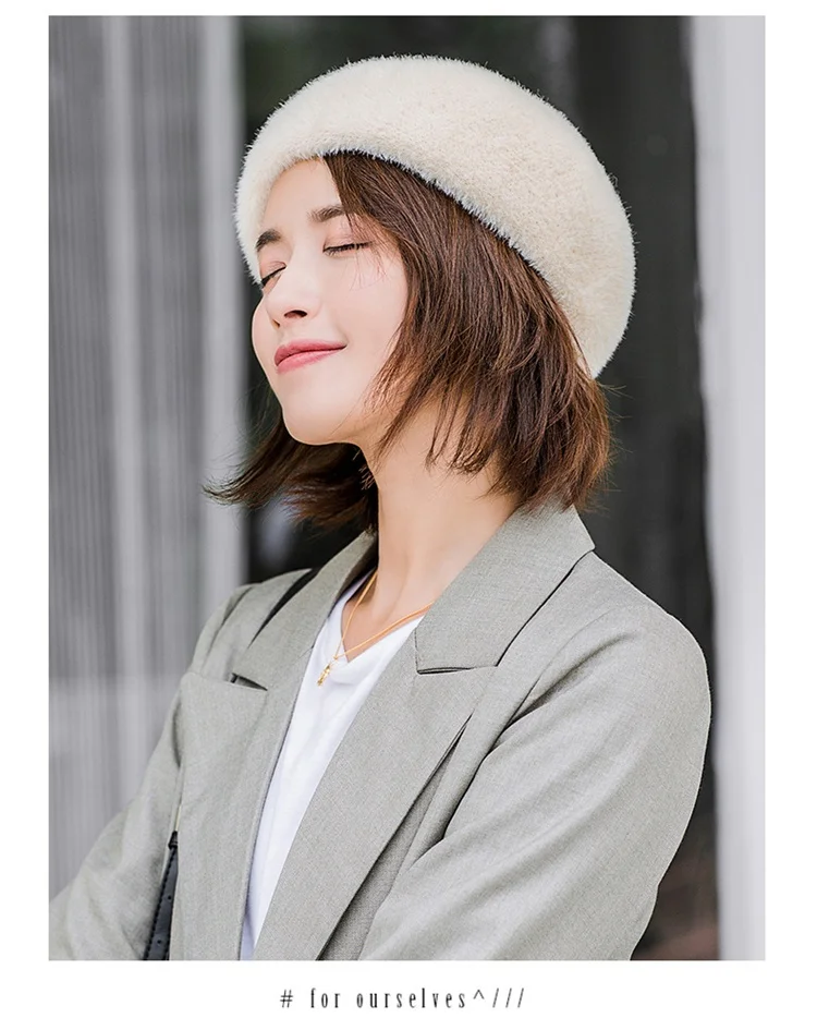 Лидер продаж 2019, индивидуальный высококачественный Женский Элегантный берет из меха норки, британская восьмиугольная шапка художника