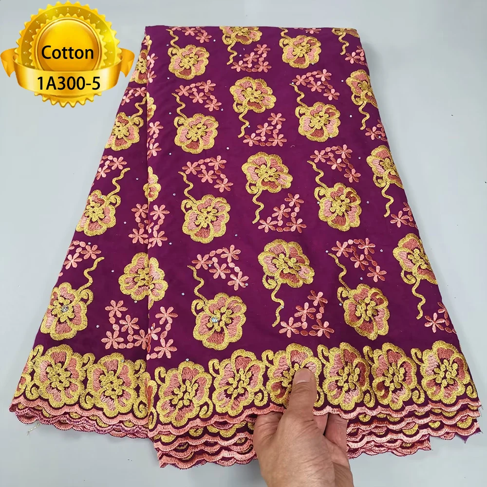 Pure White Embroidery Flower Stones African Nigerian Lace Fabric High Quality French Cotton Lace Fabric