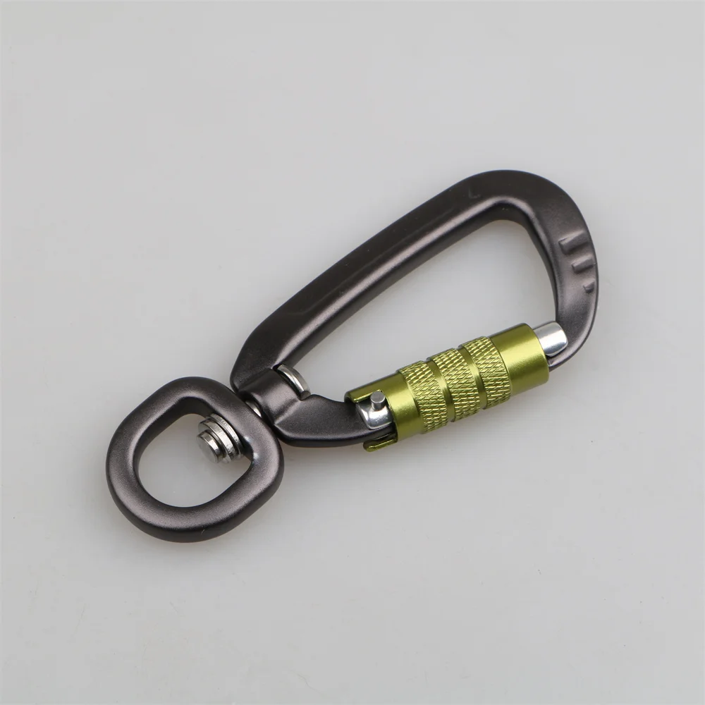 Custom Factory Price Heavy Duty Hiking 7075 Aluminum  Climbing Multi Tool 4kn Swivel Carabiner Hook For Dog Leash