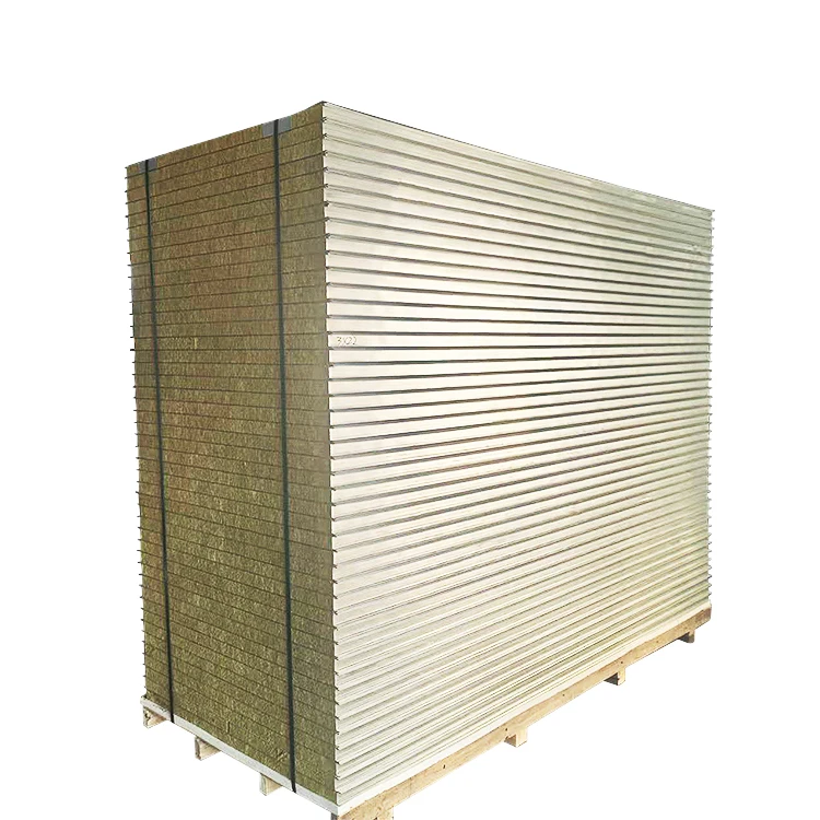 Rock Wool Sandwich Facade Panels Lightweight Prefabricated Fireproof for Steel Structure House