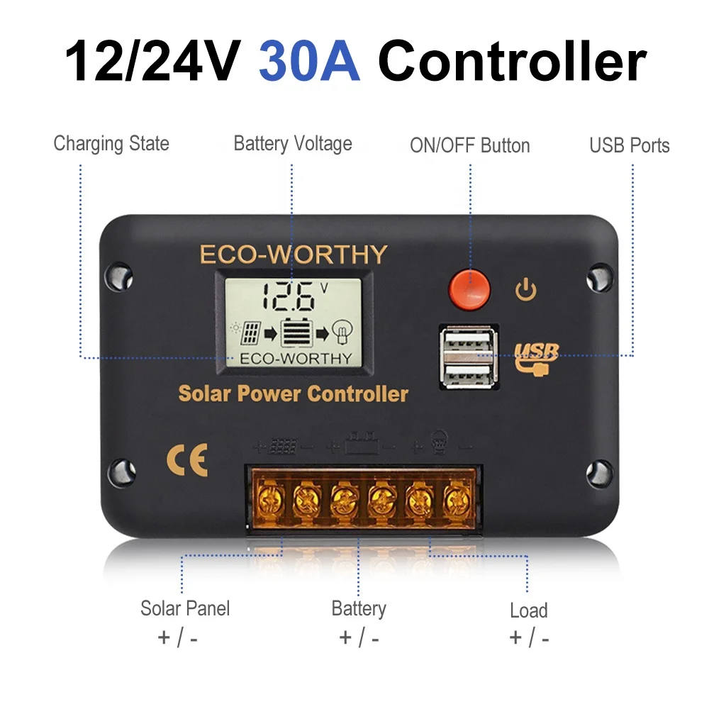 Эко достойным итайский завод по изготовлению PWM 30A 12/24V Солнечный контроллер заряда ЖК-экран солнечной системы оптовая продажа