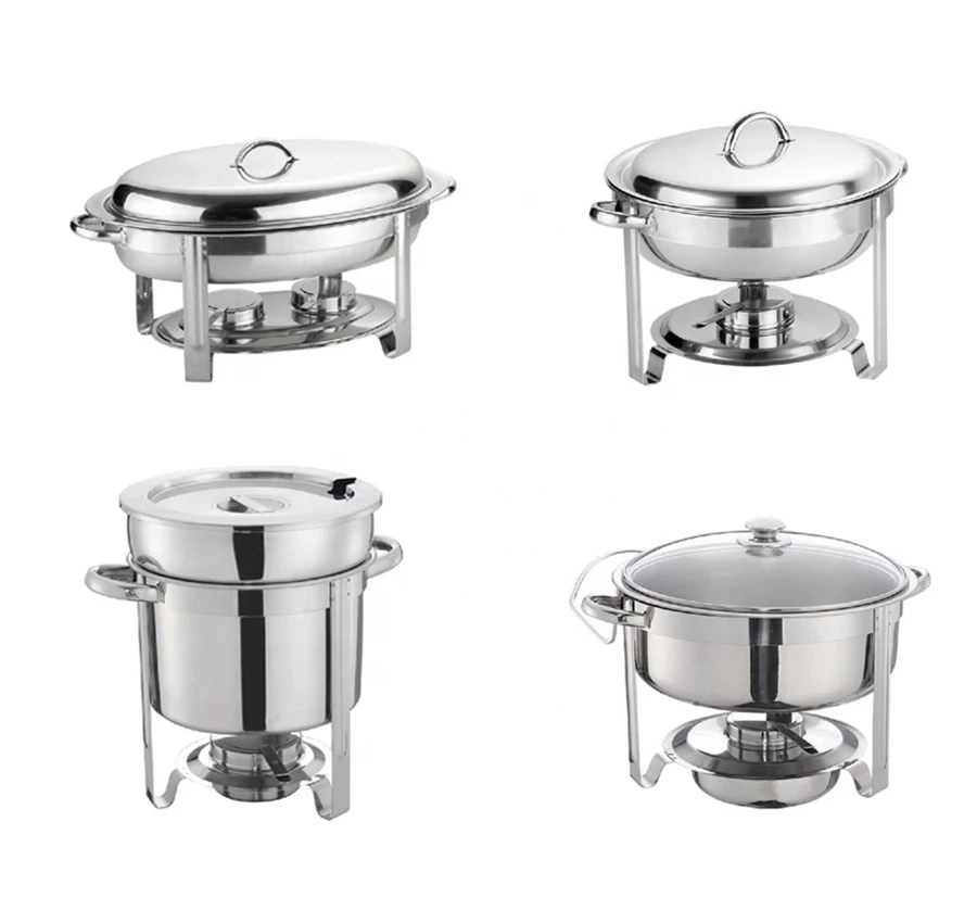 Full Size 5 Quart Stainless Steel Buffet Catering Kitchen Equipment Round Food Warmer Set