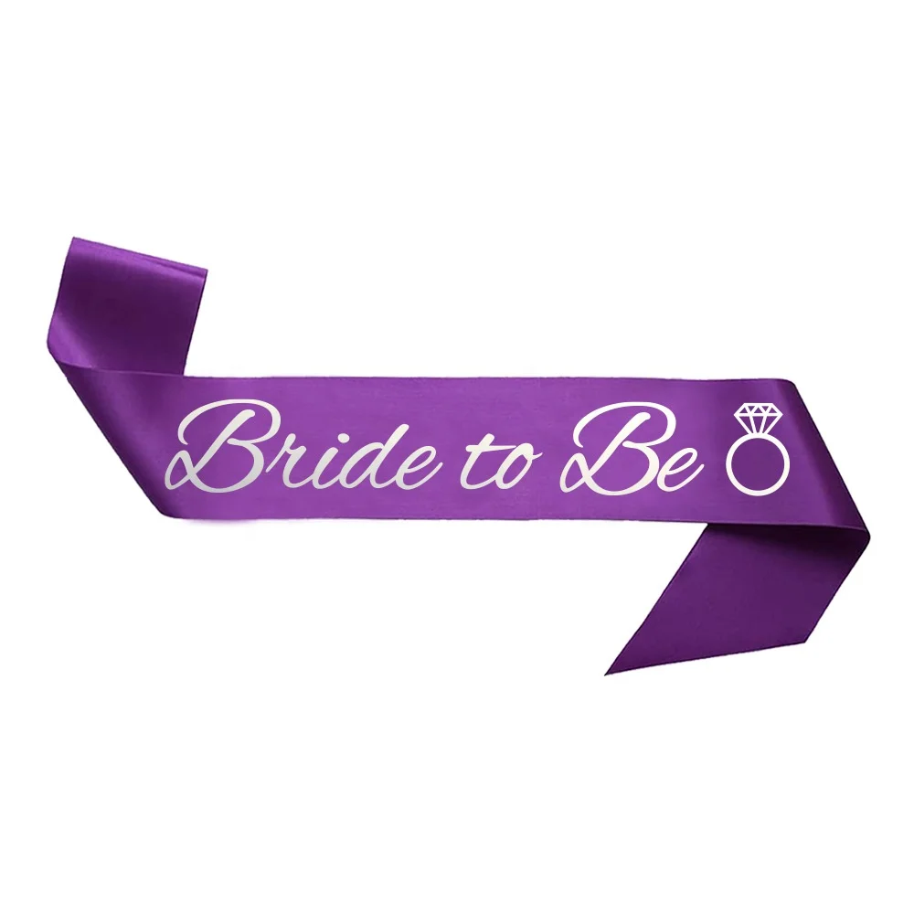 Purple satin sash with foil letter bride to be sash for bachelorette party decorations
