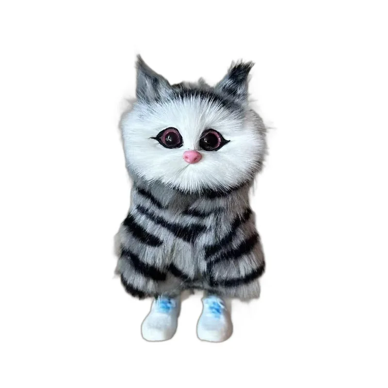 Custom cat decoration tabletop hand fur plush toy simulation doll  birthday gift