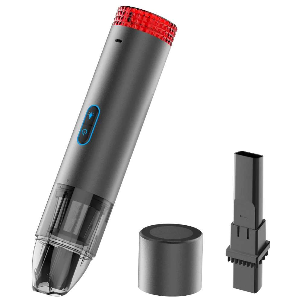 Car Handheld Vacuum Cleaner Cordless Strong Suction Rechargeable with LED Strobe Signal Warning Light for Car Interior Desktop