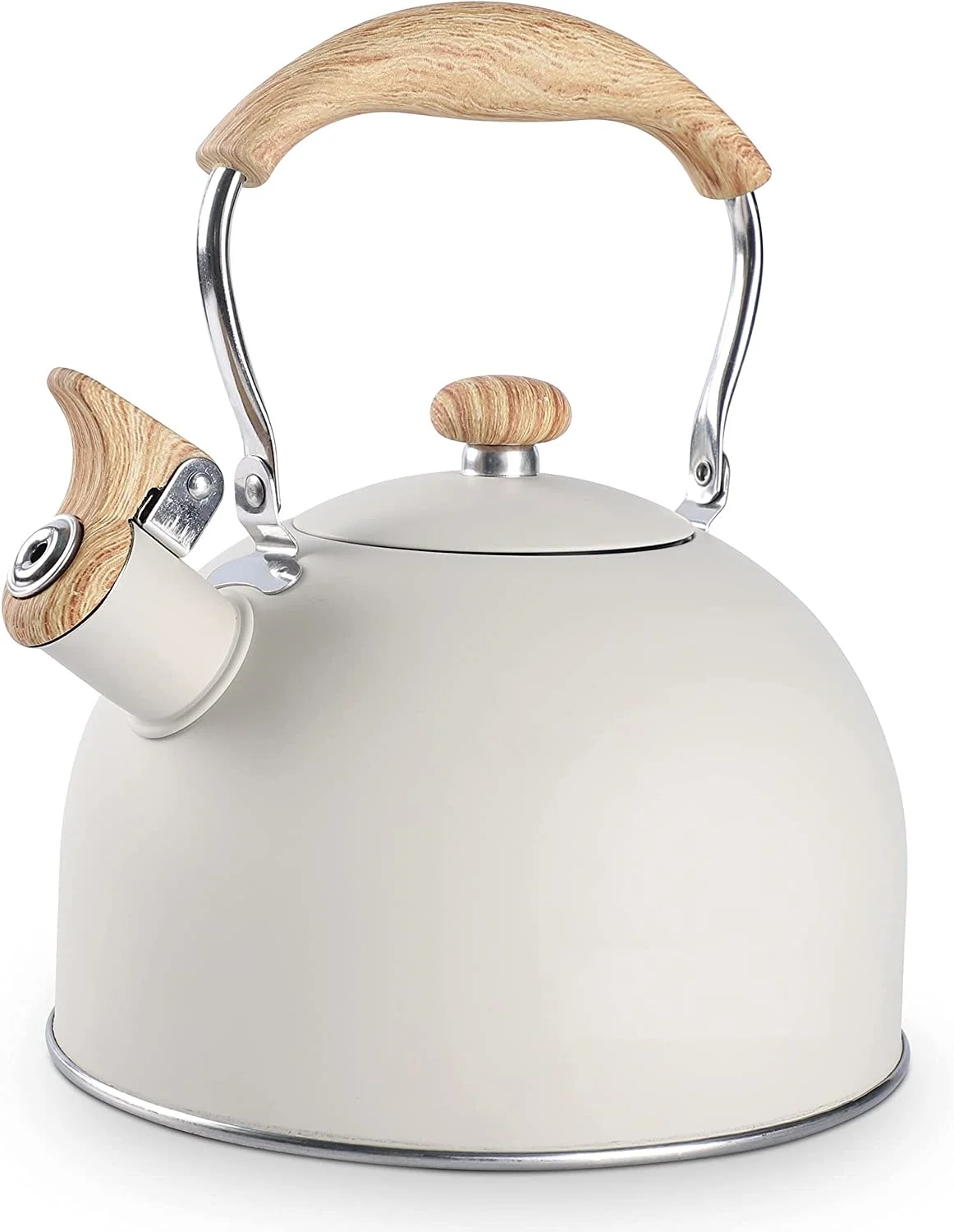 2.5 Liter Stainless Steel Tea Kettles , Food Grade Stovetops Tea pot with Wood Pattern Handle Loud Whistling for Tea