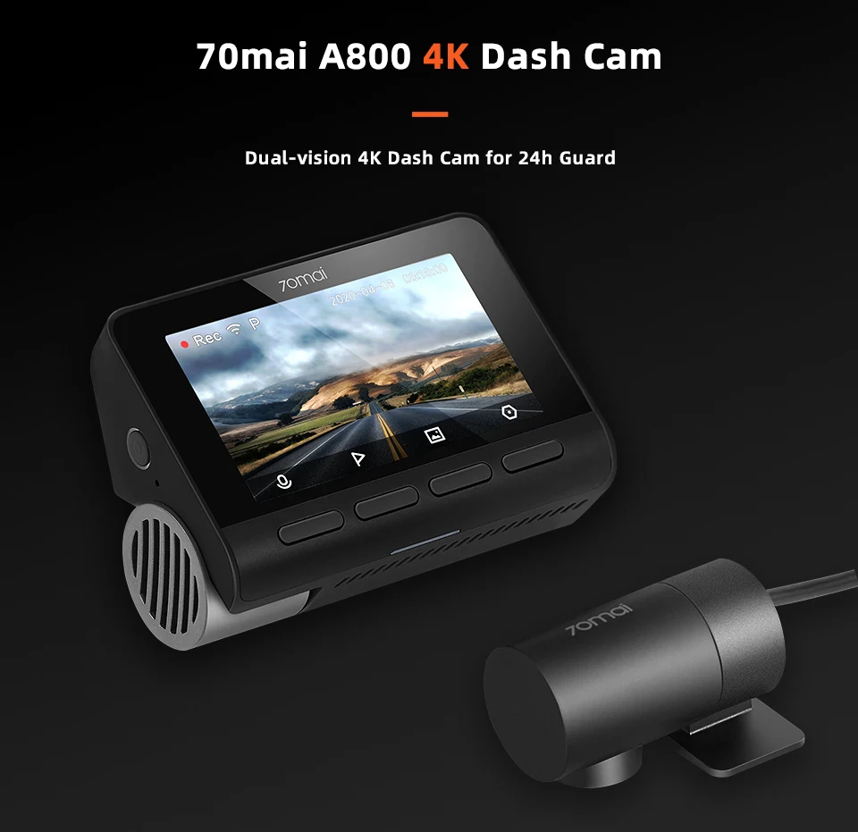 Xiaomi mijia 70Mai Dash Cam A800 4K Car DVR  xiaomi UHD Cinema Quality Image 24H Parking Monitor IMX415 140 A800