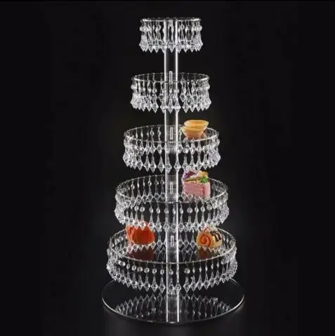 6 tiers round Acrylic Dessert Or Cupcake display rack cake stand for wedding
