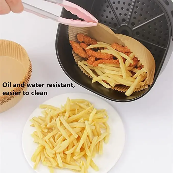 Xieli Unperforated Round Air Fryer Disposable Liner Nonstick Parchment Paper Sheets for Air Fryer Steaming Basket Baking Oven