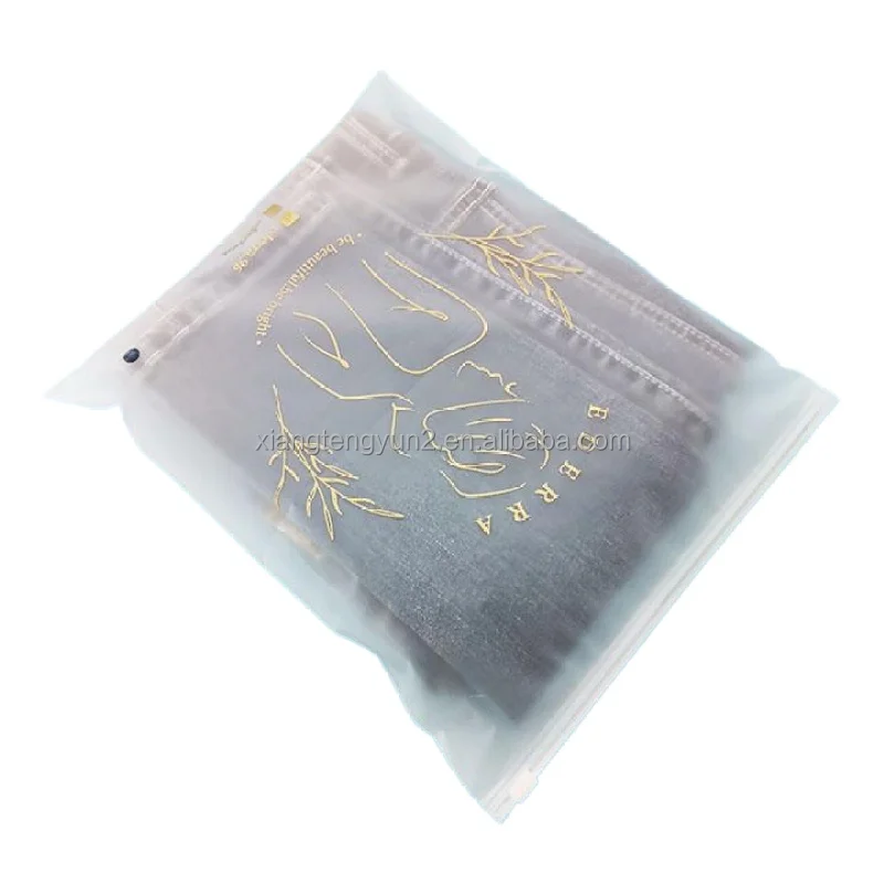 Plastic zipper packaging bag custom logo clothes t-shirt swimwear frosted zipper bags for clothing