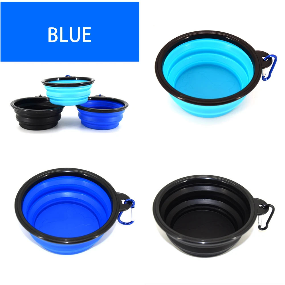  Travel Camping Hiking Walking Dog Dish Bowl Collapsible Pet with Carabiner